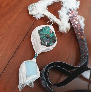 OOAK crystal and clay necklace